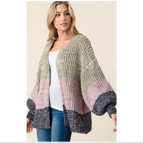 January Summer Sweaters - ❄️LAST1️⃣//OLIVE CHENILLE COLOR BLOCK CONFETTI CARDIGAN